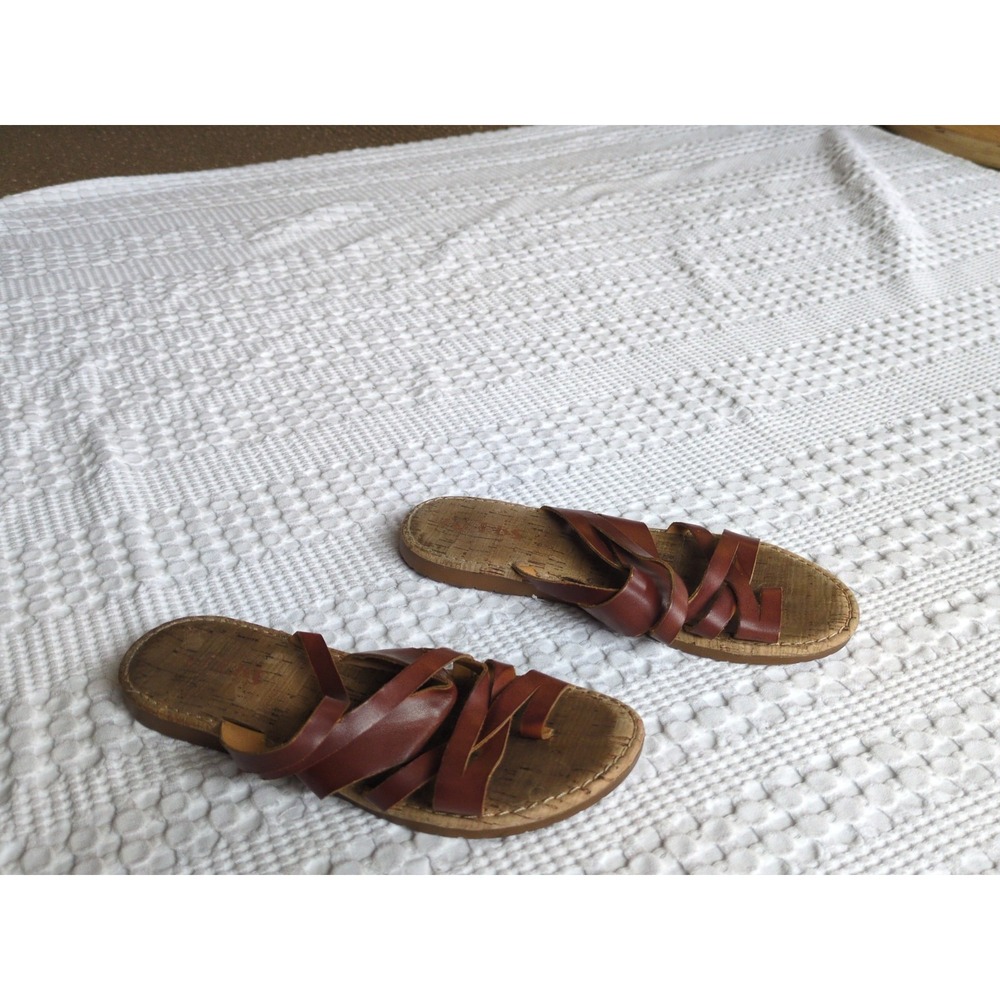 Korks Clemons Sandals Size 8 M Brown Tan Loop Slides Flat